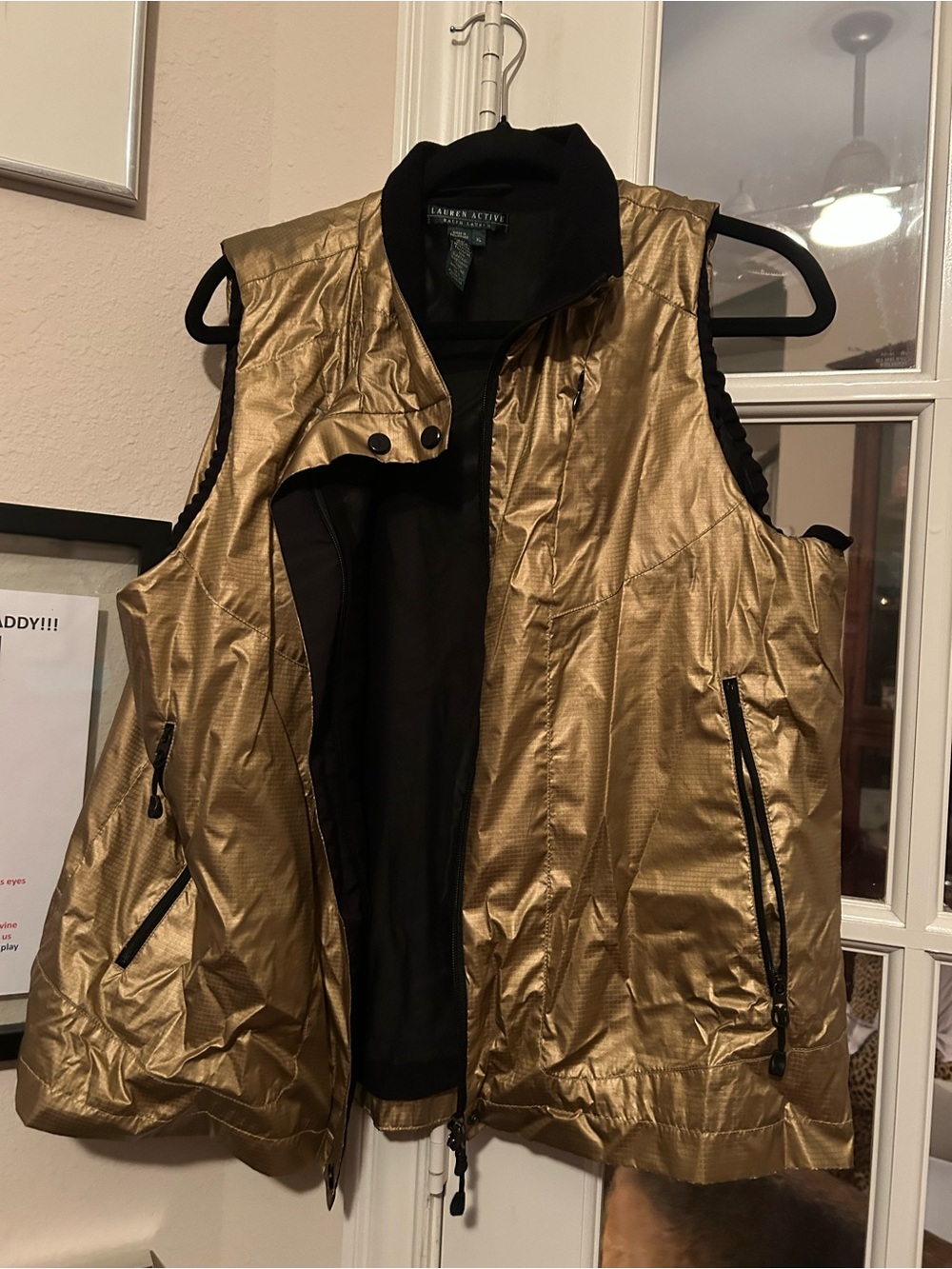 Ralph Lauren activewear Metallic Gold Quilted Vest